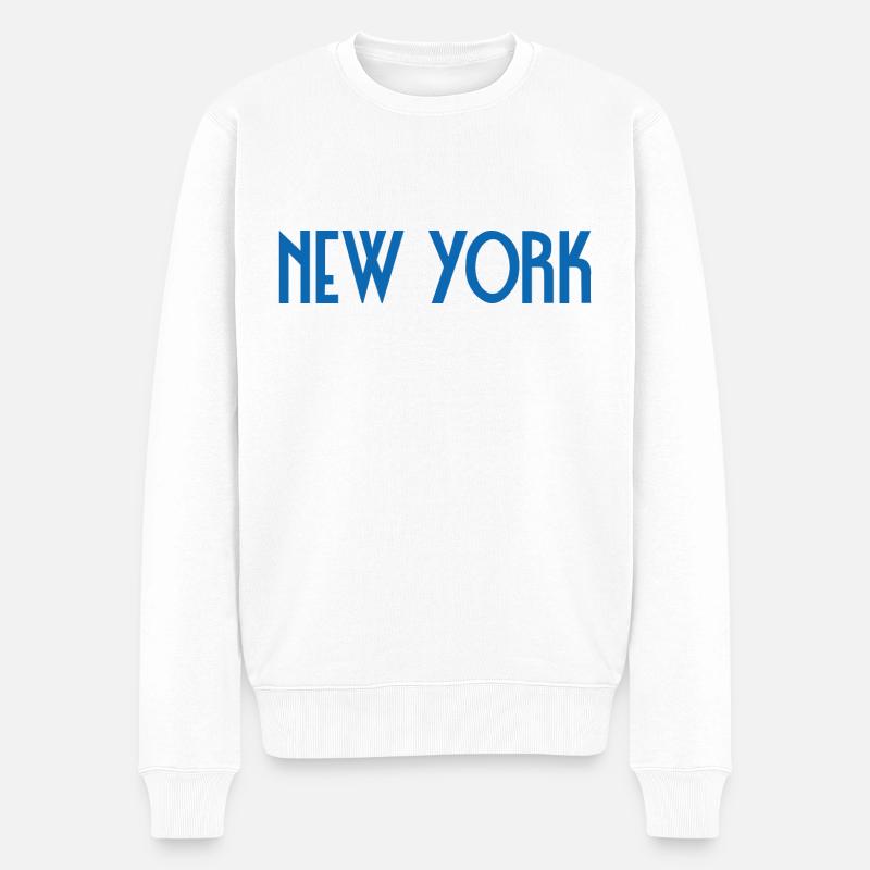 New York - Männer Premium Bio Pullover - Weiß