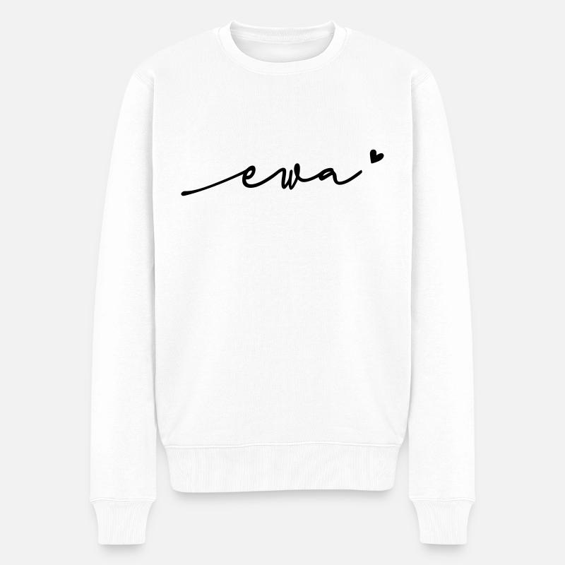 Ewa Schreibschrift Name - Männer Premium Bio Pullover - Weiß