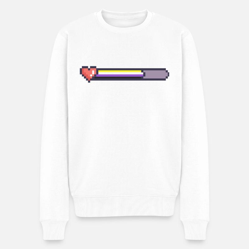 Non binary loading bar - Men's Premium Organic Jumper - white