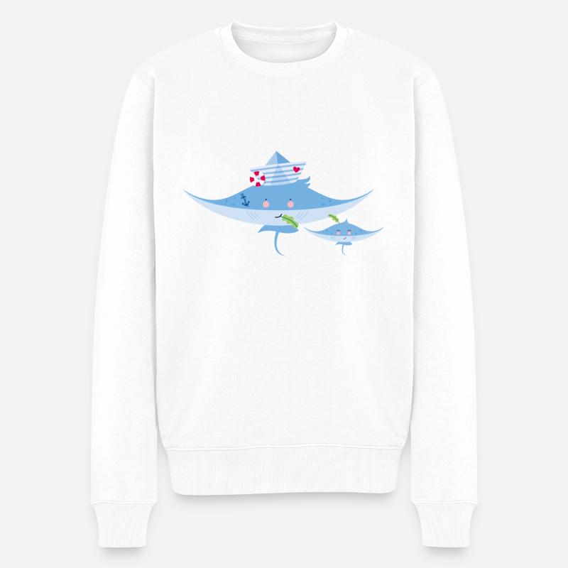 Rochen - Männer Premium Bio Pullover - Weiß