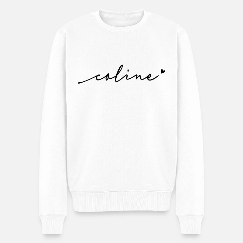 Coline Schreibschrift Name - Männer Premium Bio Pullover - Weiß