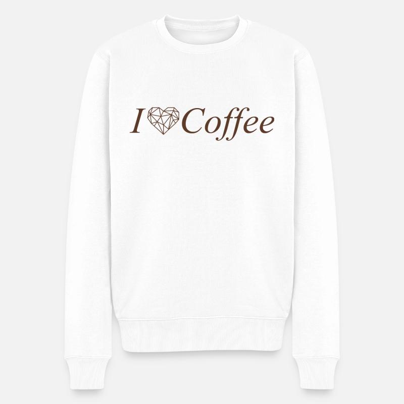 I Love Coffee - Männer Premium Bio Pullover - Weiß