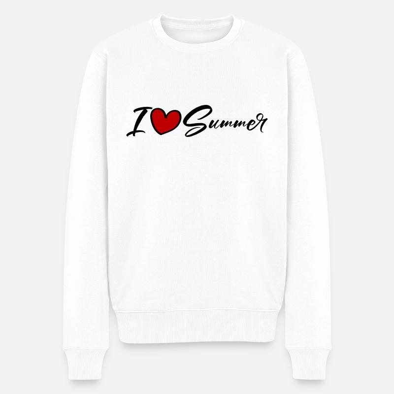Ich Liebe Sommer - Männer Premium Bio Pullover - Weiß