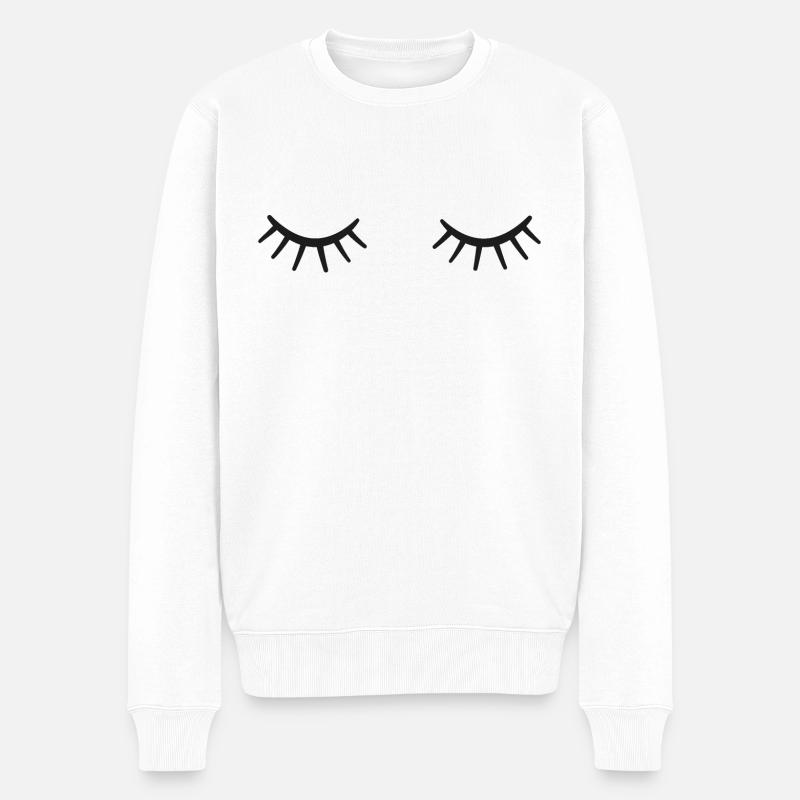 Wimpern - Wimpern - Männer Premium Bio Pullover - Weiß