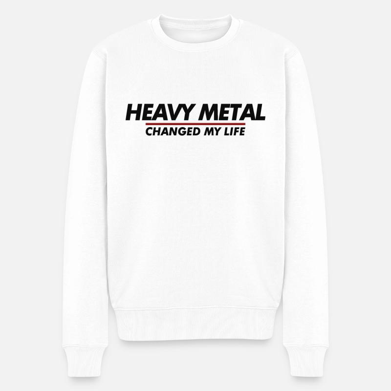 Heavy Metal hat mein Leben verändert - Männer Premium Bio Pullover - Weiß