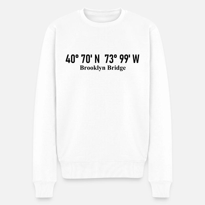 Brooklyn Bridge - New York Coordinates Koordinaten - Männer Premium Bio Pullover - Weiß