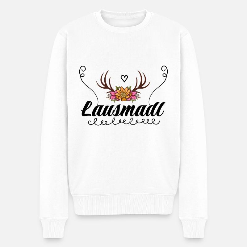 Lausmadl | Trachten Mode Dirndl - Männer Premium Bio Pullover - Weiß