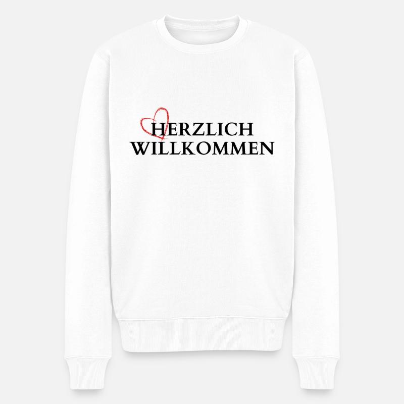 Herzlich Willkommen - Männer Premium Bio Pullover - Weiß