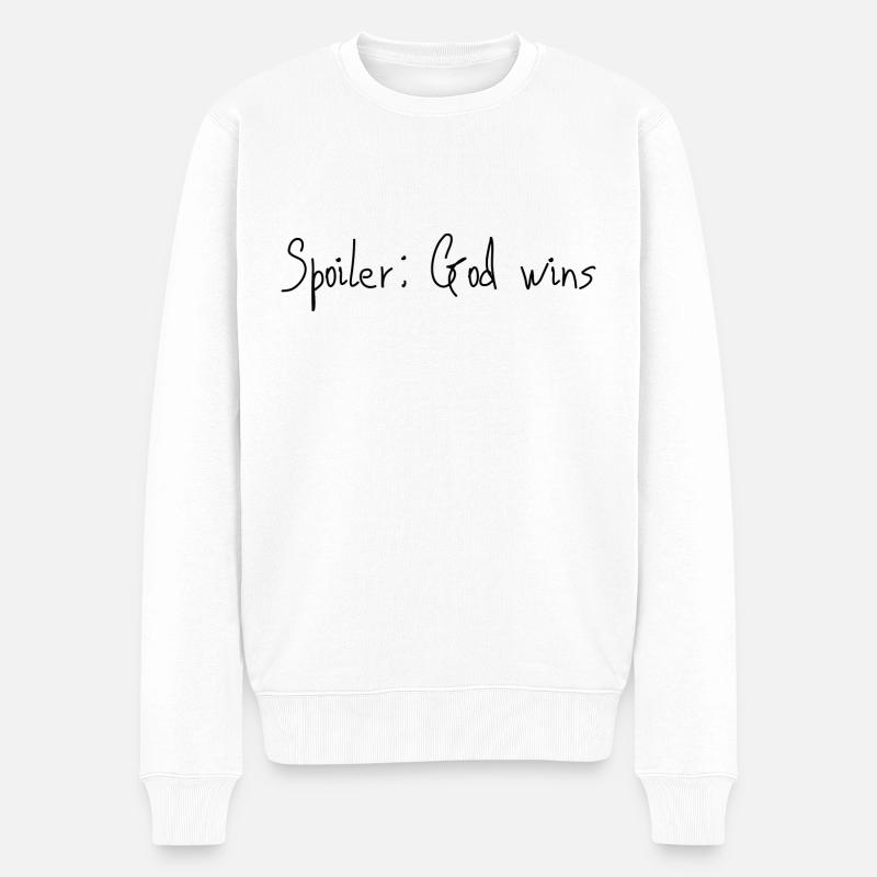 Spoiler: God wins - Männer Premium Bio Pullover - Weiß