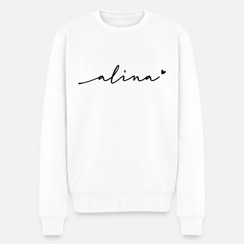 Alina Schreibschrift Name - Männer Premium Bio Pullover - Weiß