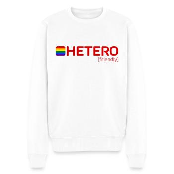 HETERO [friendly] - Männer Premium Bio Pullover - Weiß - Vorne - Thijin (182cm)