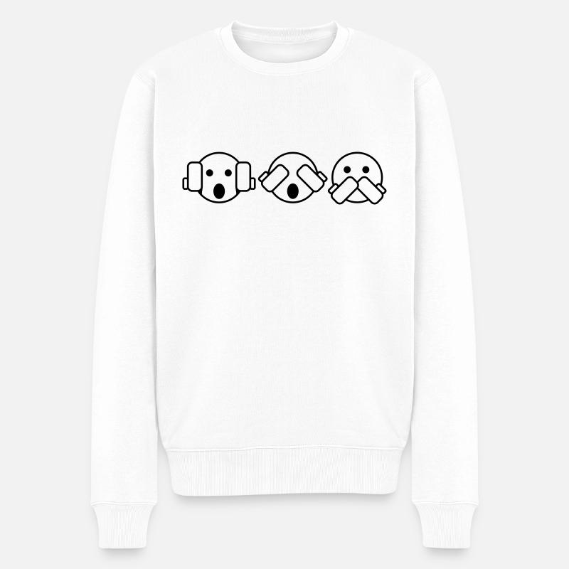 3 singes - Pull Premium bio Homme - blanc