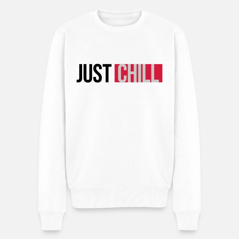 Just Chill Text Logo - Männer Premium Bio Pullover - Weiß