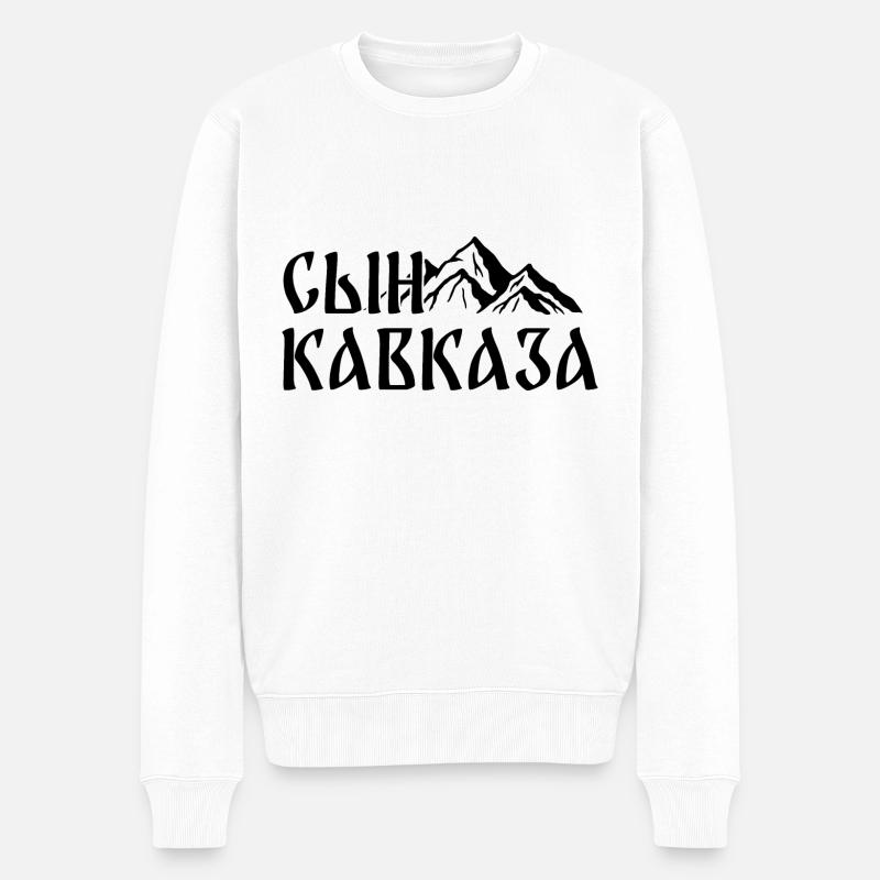 Sohn des Kaukasus Chechnya Chechen Dagestan - Männer Premium Bio Pullover - Weiß