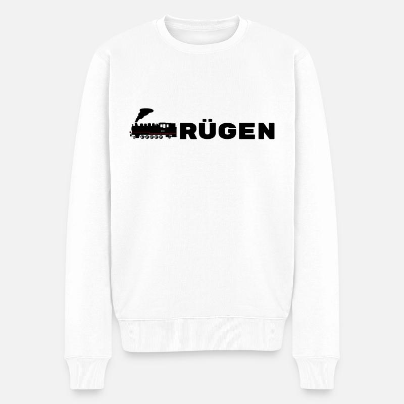 Rasender Roland Rügen - Männer Premium Bio Pullover - Weiß