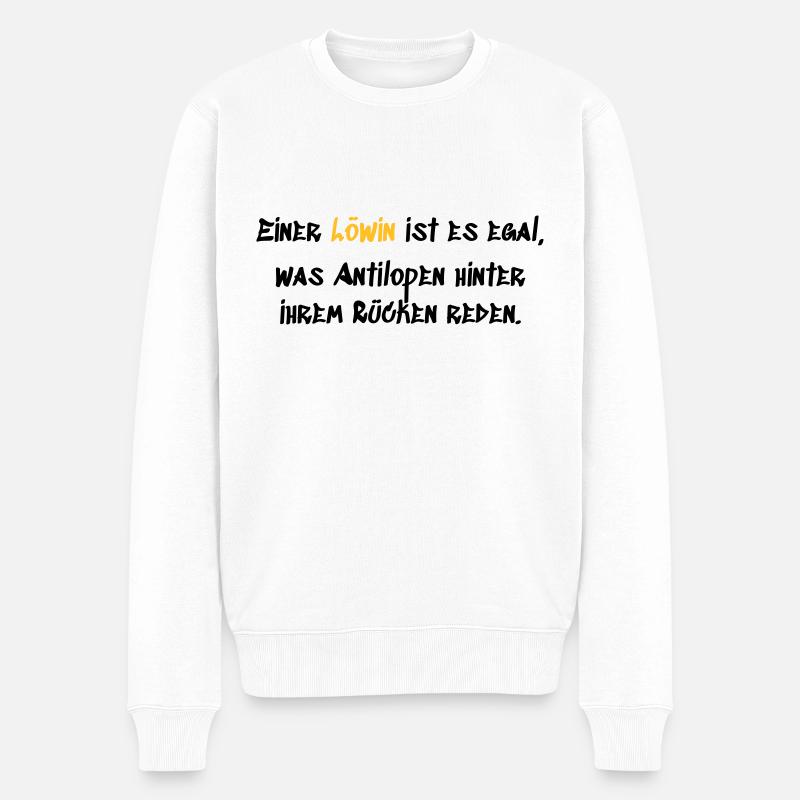 Einer Löwin - Männer Premium Bio Pullover - Weiß