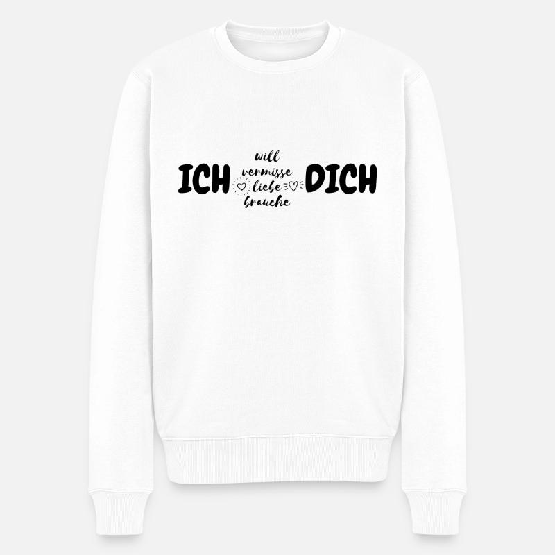 Ich liebe dich - Männer Premium Bio Pullover - Weiß