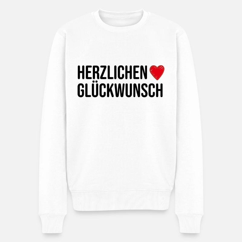 Glückwunsch Geburtstagsgruß Geschenkidee - Männer Premium Bio Pullover - Weiß