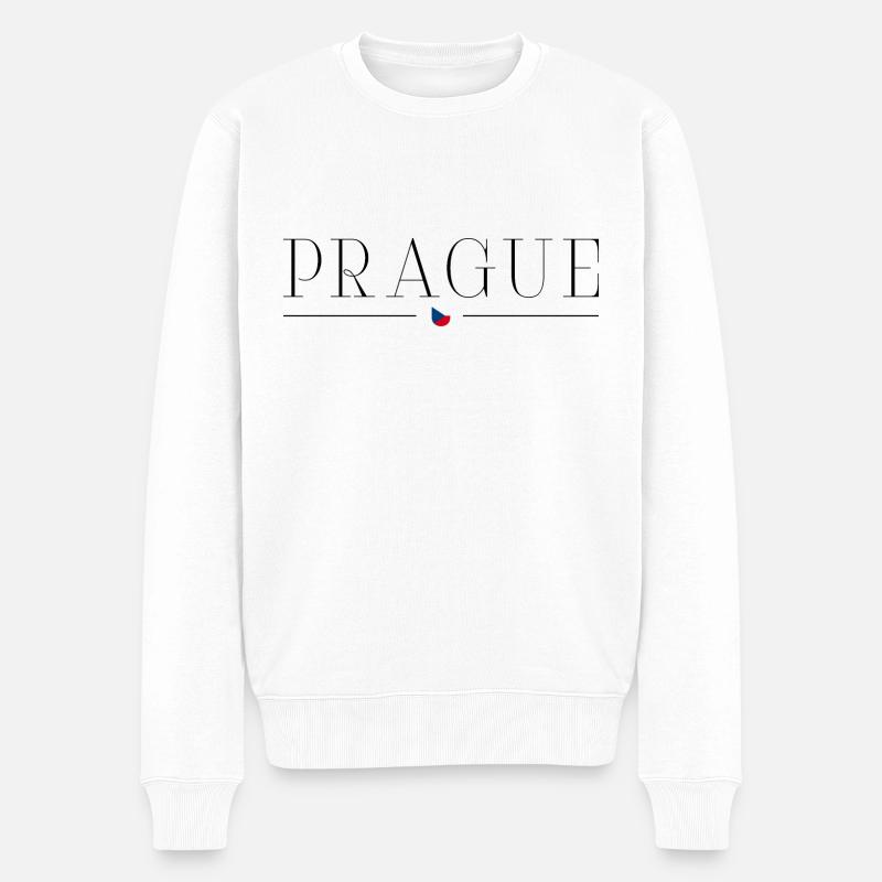Ich liebe Prag - Männer Premium Bio Pullover - Weiß