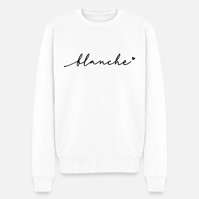 Blanche Cursive Name - Men's Premium Organic Jumper - white