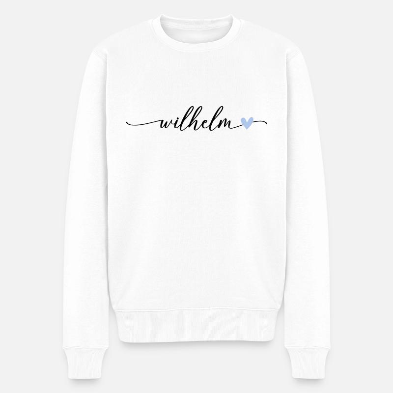 Wilhelm Name Calligraphie Police - Pull Premium bio Homme - blanc