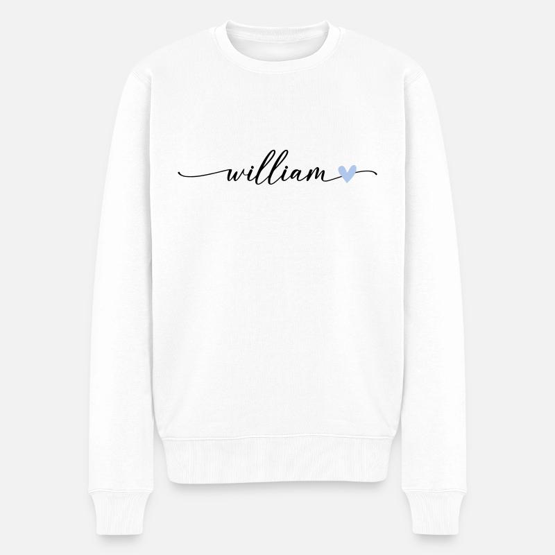 William Name Calligraphie Police - Pull Premium bio Homme - blanc