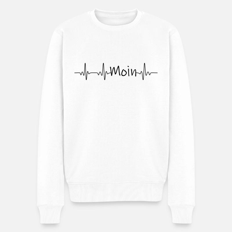 Heartbeat Moin - Männer Premium Bio Pullover - Weiß