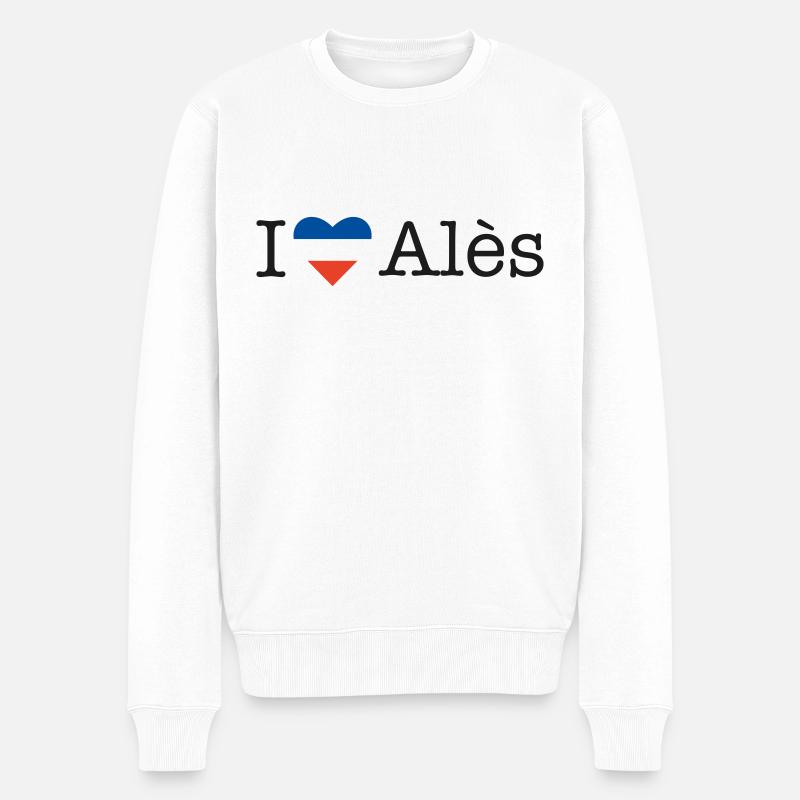 I love Alès - Männer Premium Bio Pullover - Weiß
