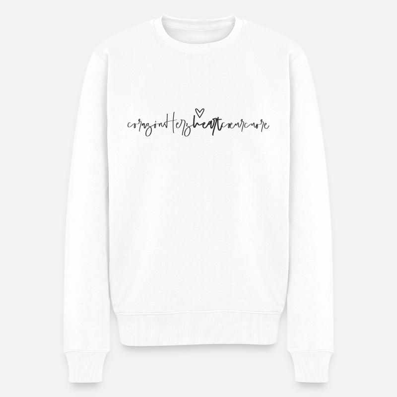 « Heart » - lettrage en 5 langues - Pull Premium bio Homme - blanc