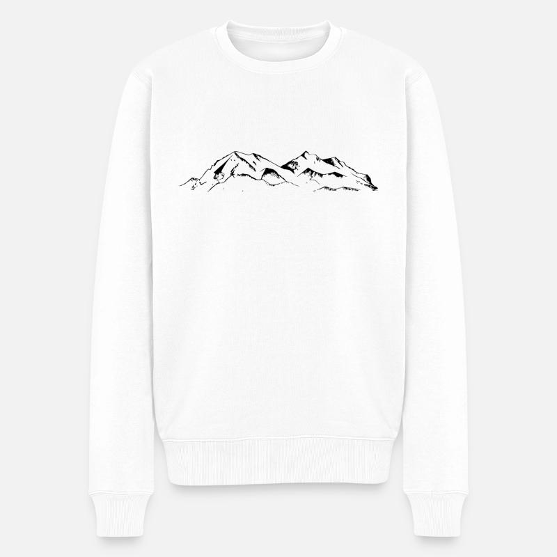 Berg - (5) - Männer Premium Bio Pullover - Weiß