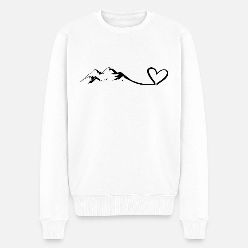 Herz - Berg - (5) - Männer Premium Bio Pullover - Weiß