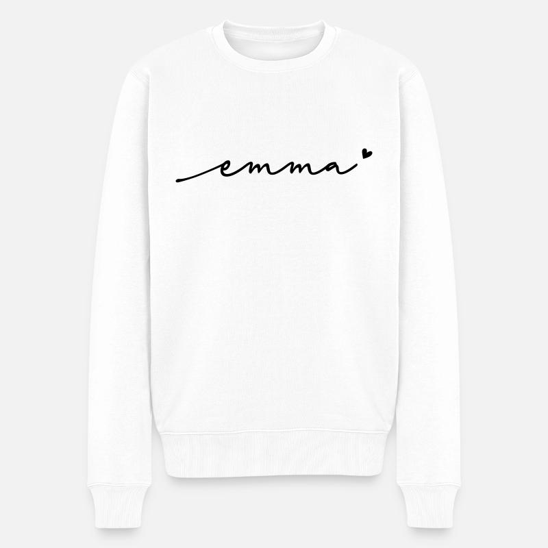 Nom cursif d’Emma - Pull Premium bio Homme - blanc