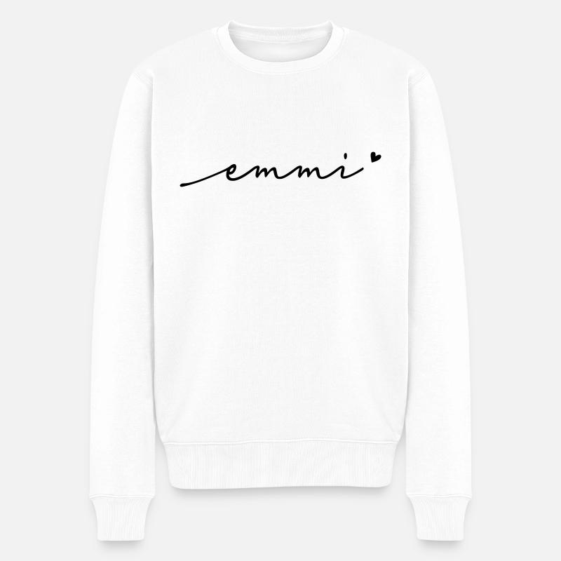 Emmi Cursive Name - Men's Premium Organic Jumper - white