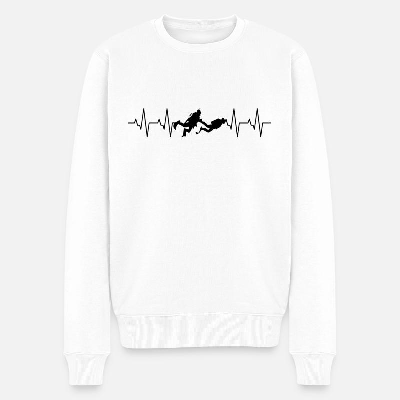 Herzschlag Scuba Tauchen Taucher - Männer Premium Bio Pullover - Weiß