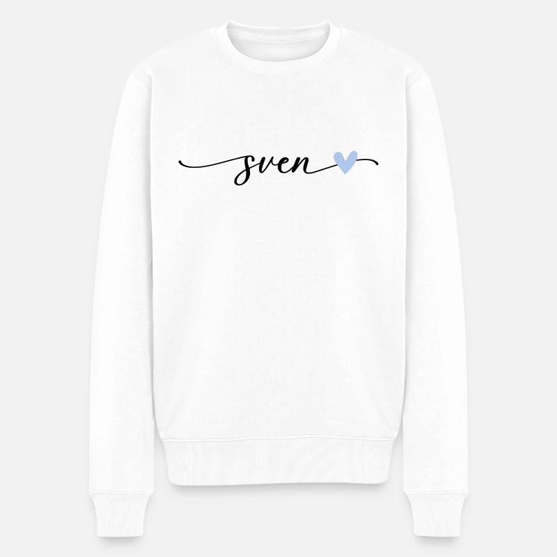 Sven Name Calligraphie Police - Pull Premium bio Homme - blanc