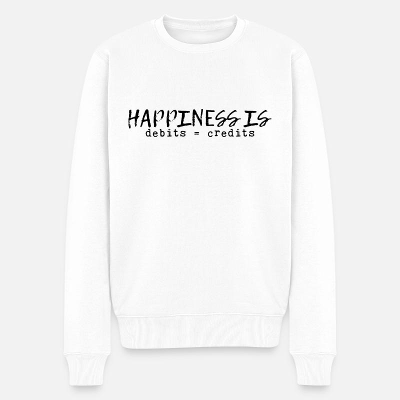 Happiness Is Debits Equals Credits 8 - Männer Premium Bio Pullover - Weiß