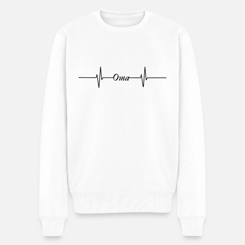 Oma Herzschlag - Männer Premium Bio Pullover - Weiß