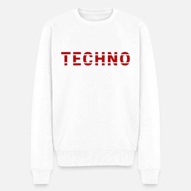 Design de lettrage techno pour ravers et électro - Pull Premium bio Homme - blanc