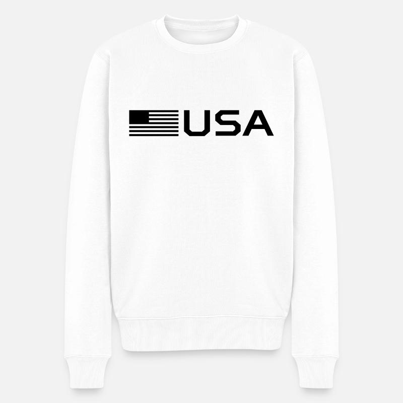 drapeau des Etats Unis - Pull Premium bio Homme - blanc