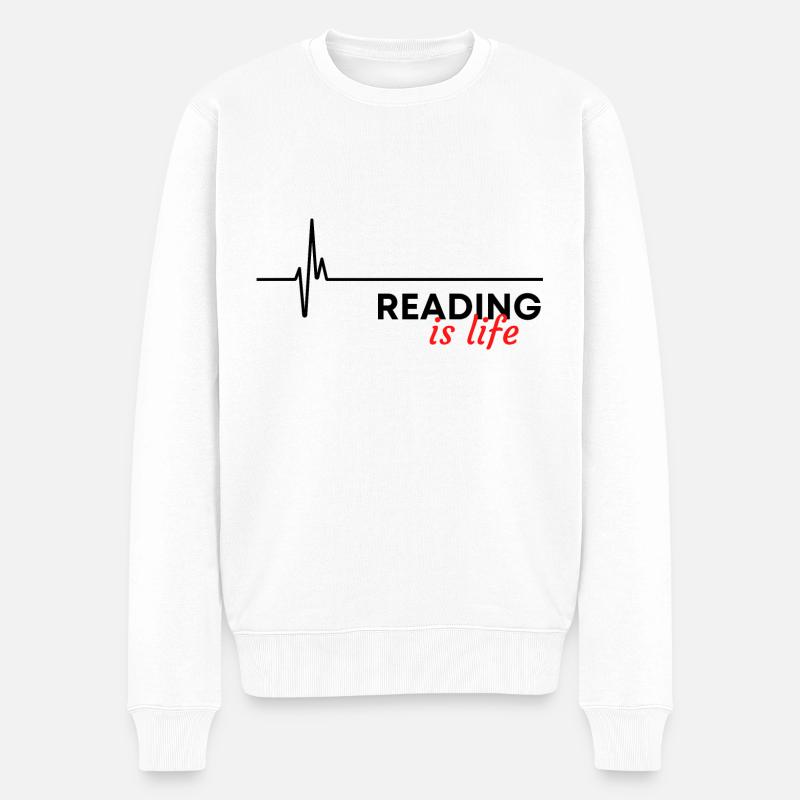 Lesen ist Leben - Männer Premium Bio Pullover - Weiß