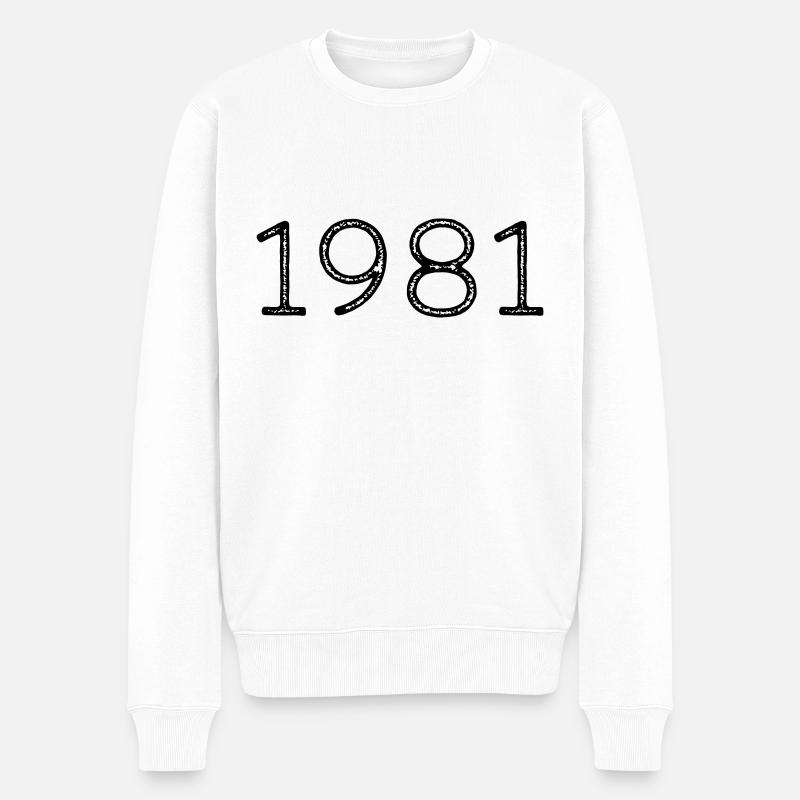 Geburtsjahr 1981 Geschenk - Männer Premium Bio Pullover - Weiß