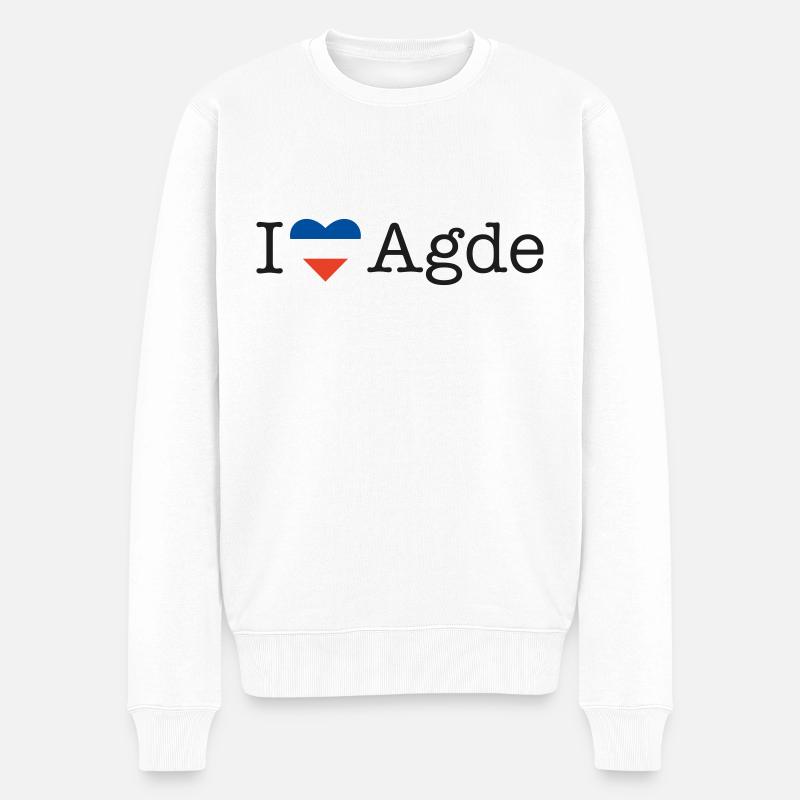 I love Agde - Männer Premium Bio Pullover - Weiß