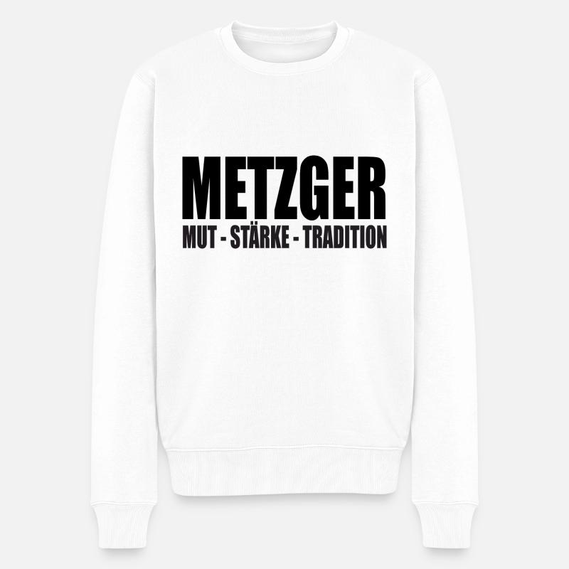 Metzger MUT STÄRKE TRADITION - Männer Premium Bio Pullover - Weiß
