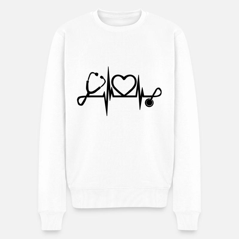 Arzthelfer Doktor Herz Arzt Ärztin Krankenpfleger - Männer Premium Bio Pullover - Weiß
