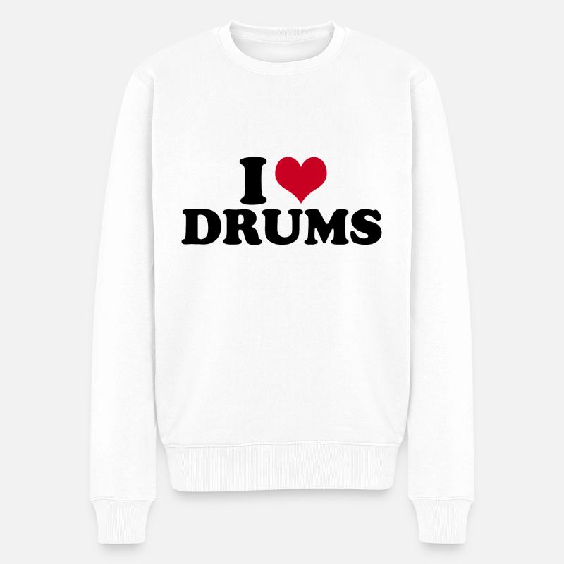 J’aime la batterie Schlagzeug - Pull Premium bio Homme - blanc