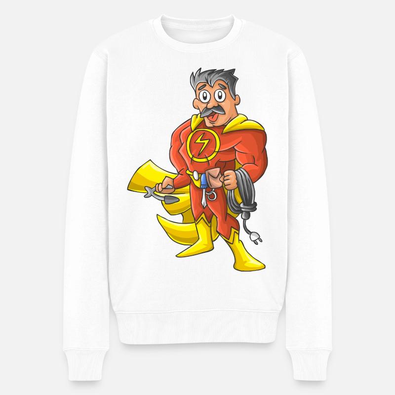 Elektriker Held - Männer Premium Bio Pullover - Weiß