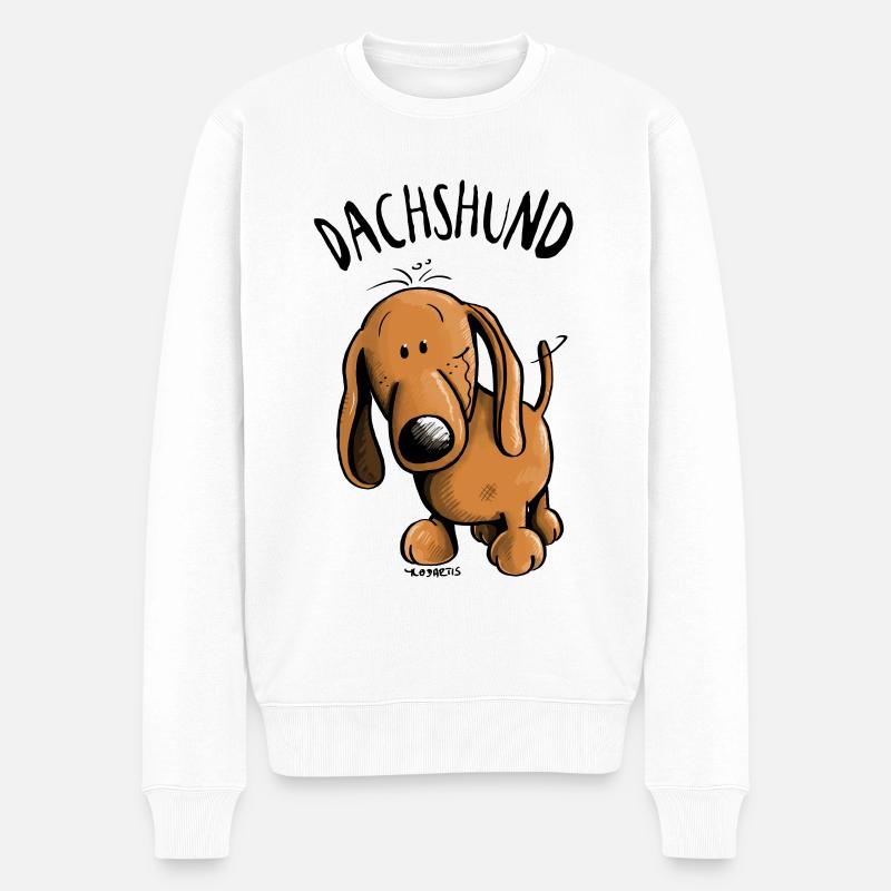 Drolliger Dachshund - Dackel - Teckel - Männer Premium Bio Pullover - Weiß