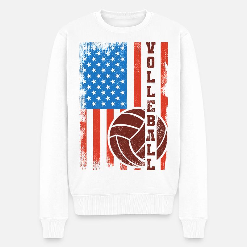 Patriotischer Volleyballspieler - Männer Premium Bio Pullover - Weiß