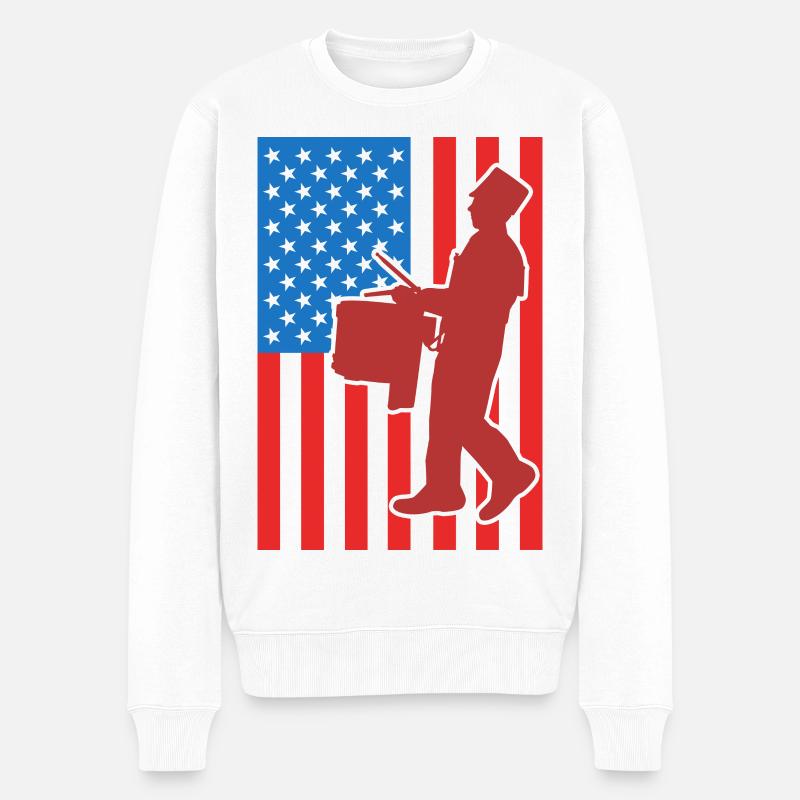 Trommel USA Flagge - Männer Premium Bio Pullover - Weiß