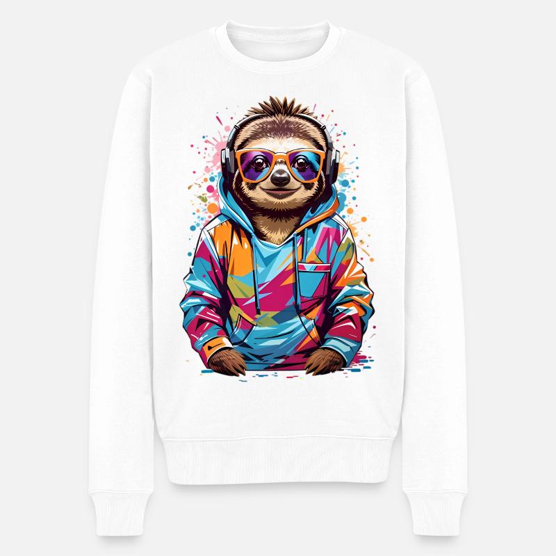 Coole Faultier - Männer Premium Bio Pullover - Weiß